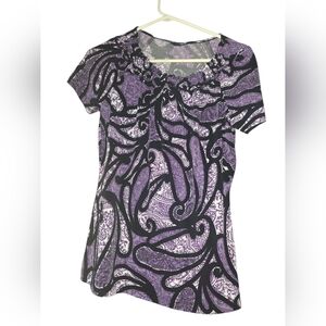 7/64. East 5th Black and Purple Swirl Women's Top